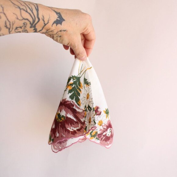 Vintage Handkerchief, Brown, Yellow and White Flower Print Cotton Hanky - Picture 10 of 10